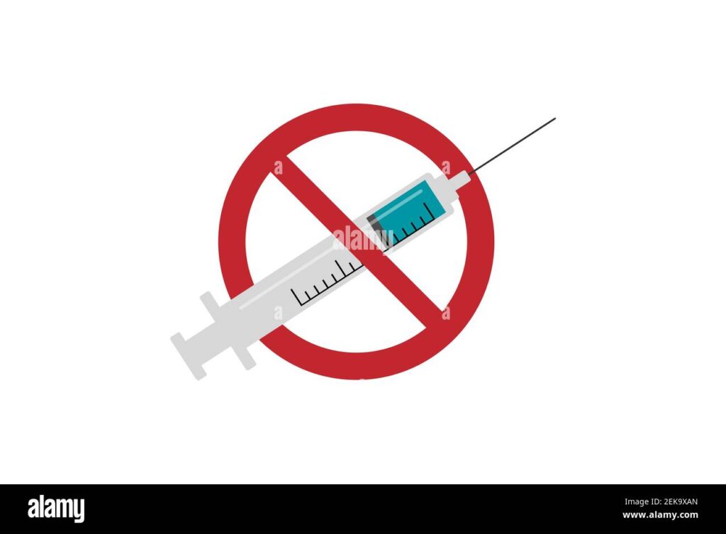 صورة تحذيرية (أيقونة X حمراء) فوق رسم لحقنة مع نص جانبي "فيلر دائم / حالات طبية مانعة".