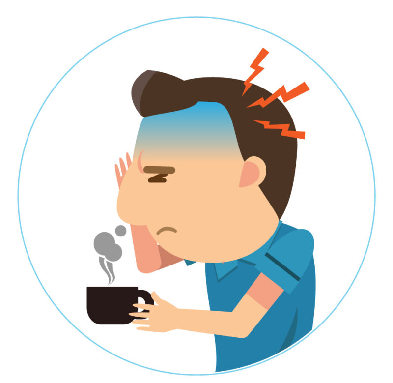 شخص يمسك أنفه ويظهر عليه صعوبة في التنفس أو صداع خفيف.